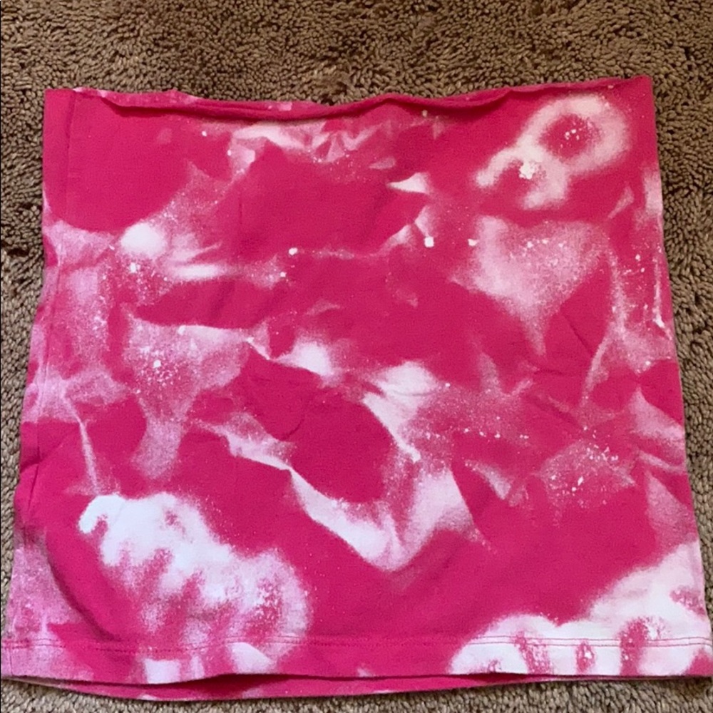 Pink and white acid Wash tube top